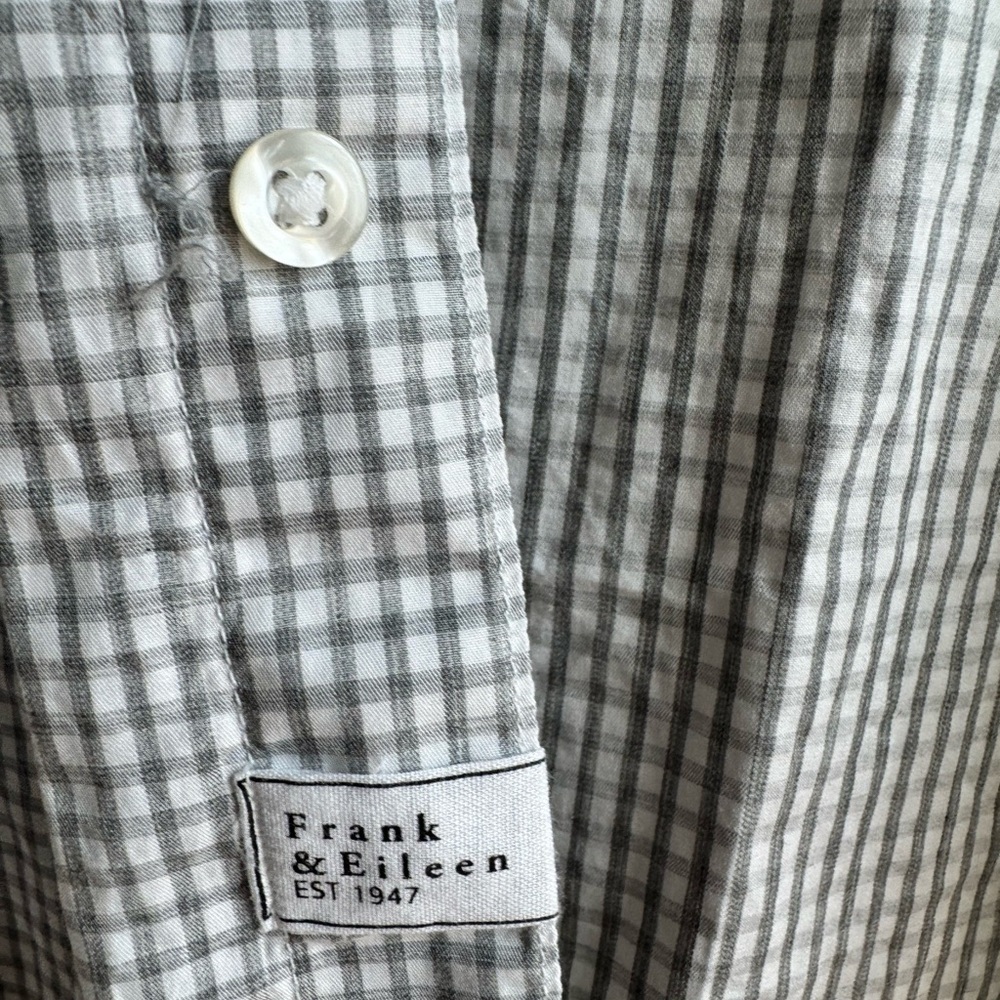 Frank & Eileen Barry Gray Gingham Shirt M | Quiet Luxury Coastal Classic - Picture 3 of 6